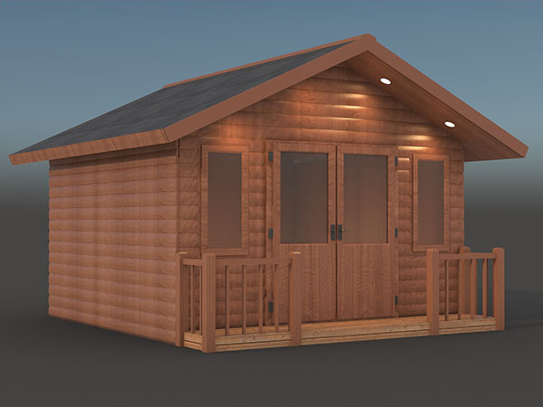 bespoke shipping container garden room blackpool in garden with pond