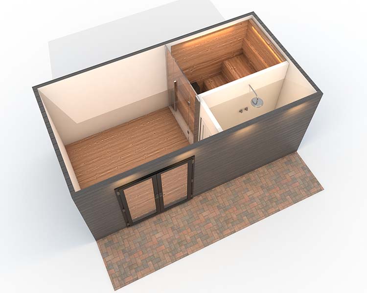 Bespoke shipping container garden room blackpool with decking and cladding Bespoke shipping container garden room blackpool with decking and cladding